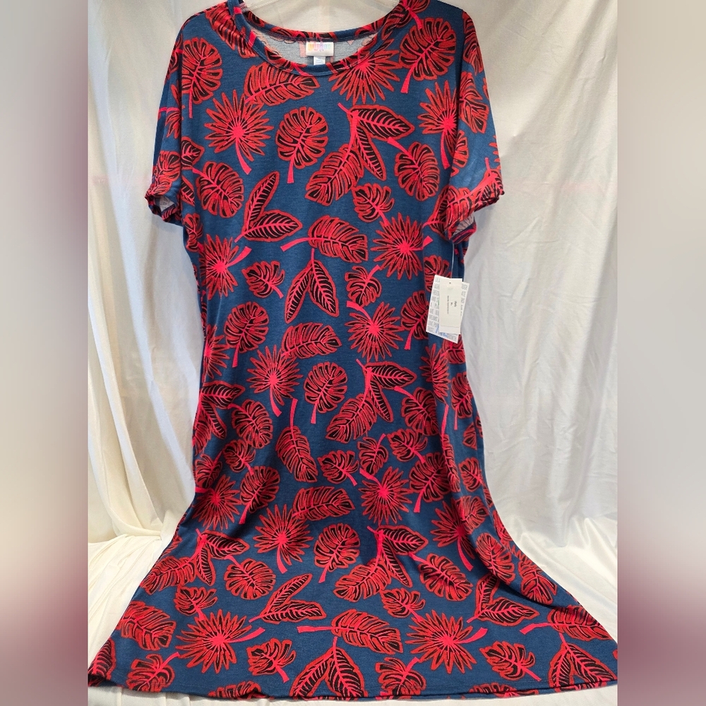 "Marly" Floral Red and Blue Dress